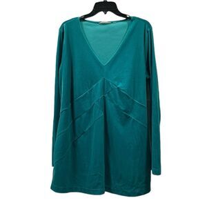 Soft Surroundings Teal V-Neck Velour Tunic